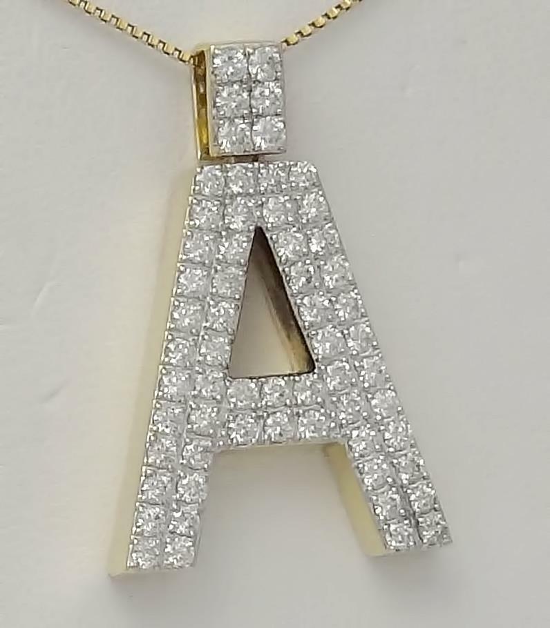 Diamond Letter A Necklace in 10k Gold