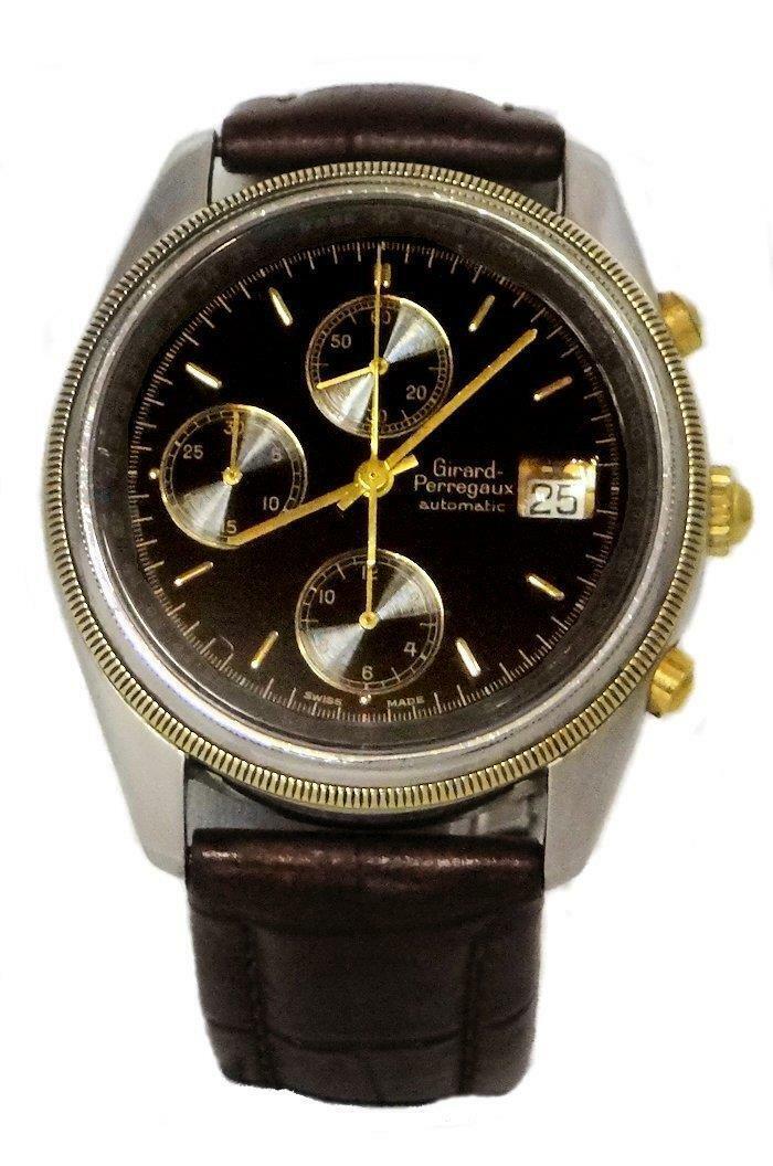 MEN S GIRARD PERREGAUX GP 4900 18K GOLD STEEL 38MM BLACK DIAL CHRONO