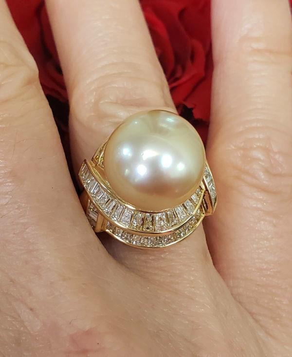 18k gold pearl and offers diamond ring