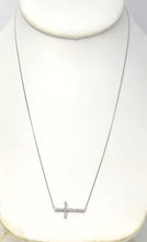 Load image into Gallery viewer, 10k White Gold Pave .10ctw Round Diamond Sideways Cross Necklace 18&quot; - 20&quot;
