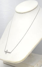 Load image into Gallery viewer, 10k White Gold Pave .10ctw Round Diamond Sideways Cross Necklace 18&quot; - 20&quot;
