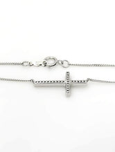 Load image into Gallery viewer, 10k White Gold Pave .10ctw Round Diamond Sideways Cross Necklace 18&quot; - 20&quot;
