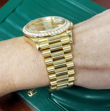 Load image into Gallery viewer, 40mm Rolex Day Date President 18k Yellow Gold Diamond Dial Fluted Bezel 228348
