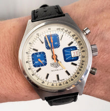 Load image into Gallery viewer, Tag Heuer Incabloc Chrono Silver Dial Manual Winding Leather Steel Watch 79765
