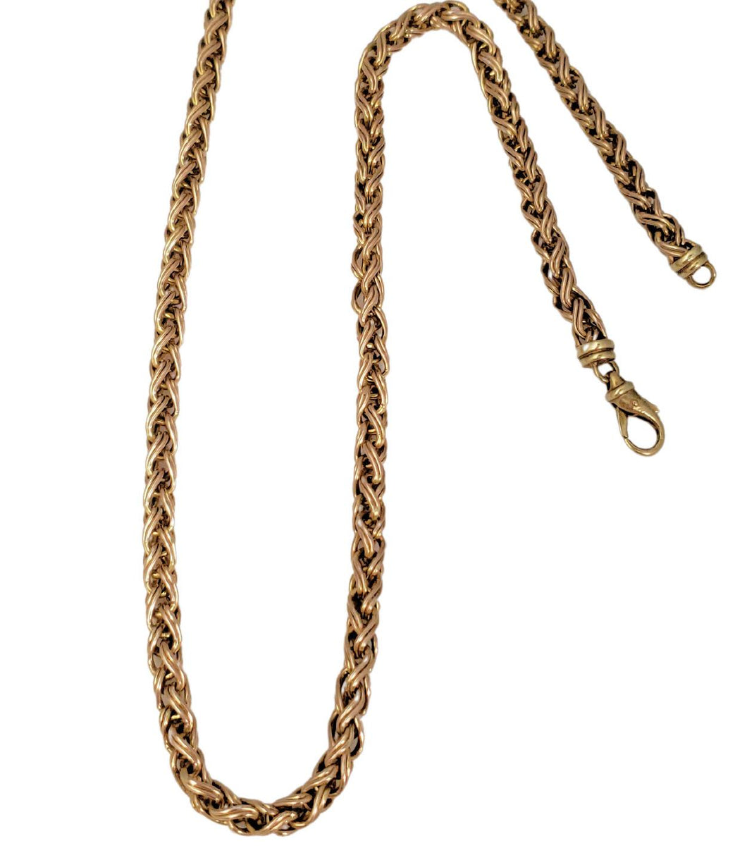 14k Yellow Gold 6mm Snake Weave Link Long Necklace 24