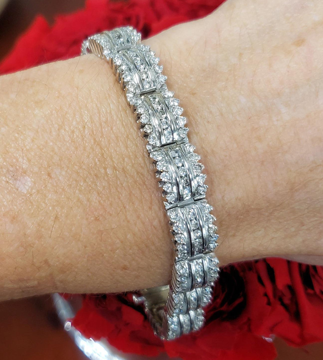 6.00ct Diamond Convex 9mm Tennis Bracelet in 14k White Gold