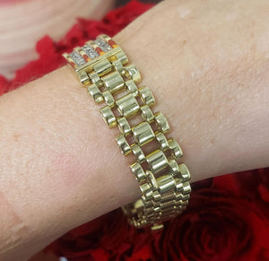 Mens 1 1/2ct Diamond ID Jubilee Bar Link Bracelet in 10k Yellow Gold