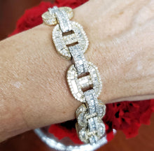 Load image into Gallery viewer, Mens 25ct T.W. Baguette &amp; Round Diamond 14k White &amp; Yellow Gold Bracelet
