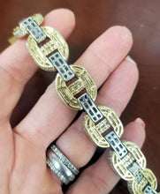 Load image into Gallery viewer, Mens 25ct T.W. Baguette &amp; Round Diamond 14k White &amp; Yellow Gold Bracelet
