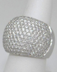 750 18K WHITE GOLD 4.00ct PAVE DIAMOND WIDE BAND DOME STATEMENT RING