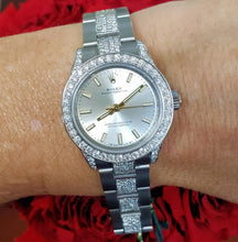 Load image into Gallery viewer, 28mm 2023 Ladies Rolex Oyster Perpetual Steel Diamond Oyster Silver Dial 276200
