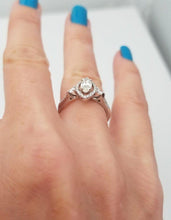 Load image into Gallery viewer, 18k White Gold Hana .77ct Marquise Cut Round Diamond Halo Engagement Ring
