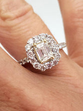 Load image into Gallery viewer, 1.50ct Diamond Emerald Cut Halo Engagement Ring In 14k Yellow Gold
