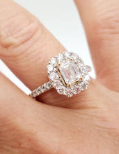 Load image into Gallery viewer, 1.50ct Diamond Emerald Cut Halo Engagement Ring In 14k Yellow Gold
