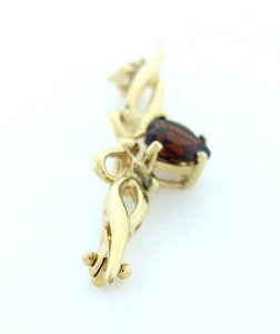 14k Yellow Gold 1.00ct 6mm Heart Garnet January Bow Ribbon Pin Brooch