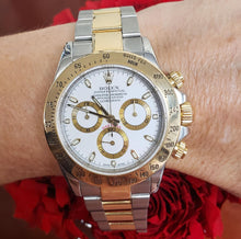 Load image into Gallery viewer, 40mm Rolex Cosmograph Daytona Two Tone 18k Gold in Buckle White Dial 116523
