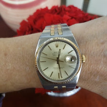 Load and play video in Gallery viewer, 36mm Oyster Quartz Date Rolex Two Tone 18k Gold &amp; Stainless Steel 17013
