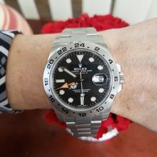 Load and play video in Gallery viewer, Complete 40m Rolex Explorer II Stainless Steel Black Dial Orange GMT Hand 213570
