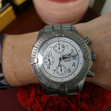 Load and play video in Gallery viewer, Complete Set 44mm Breitling Avenger Titanium Chronograph White Dial Watch E13360
