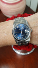 Load and play video in Gallery viewer, 36mm 1996 Rolex Datejust Stainless Steel 18k Gold Jubilee Auto Blue Roman 16234
