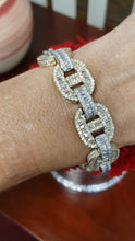 Load and play video in Gallery viewer, Mens 25ct T.W. Baguette &amp; Round Diamond 14k White &amp; Yellow Gold Bracelet
