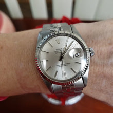 Load and play video in Gallery viewer, 36mm 1979 Rolex Datejust Jubilee 18k Fluted Steel Silver Dial Quickset 16014
