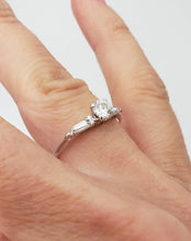 Load image into Gallery viewer, 14k White Gold .38ct T.W. Round &amp; Baguette Diamond Three Stone Engagement Ring
