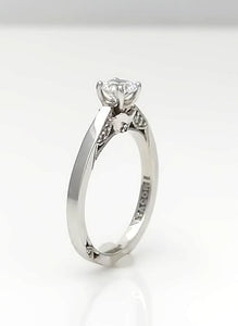 18k White Gold Round Solitiare Tacori Semi Mount Engagement Ring