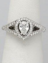 Load image into Gallery viewer, 1.00 Ct Tw. Pear Diamond Halo Split Shank Engagement Ring In 14k White Gold
