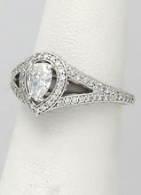 Load image into Gallery viewer, 1.00 Ct Tw. Pear Diamond Halo Split Shank Engagement Ring In 14k White Gold
