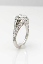 Load image into Gallery viewer, 1.00 Ct Tw. Pear Diamond Halo Split Shank Engagement Ring In 14k White Gold
