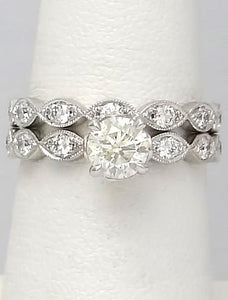 1.27ctw Round Diamond Engagement Bridal Set In 18k White Gold