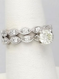 1.27ctw Round Diamond Engagement Bridal Set In 18k White Gold