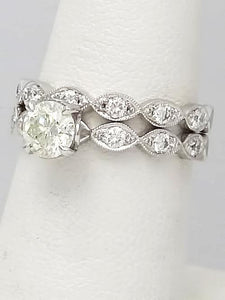 1.27ctw Round Diamond Engagement Bridal Set In 18k White Gold