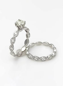 1.27ctw Round Diamond Engagement Bridal Set In 18k White Gold