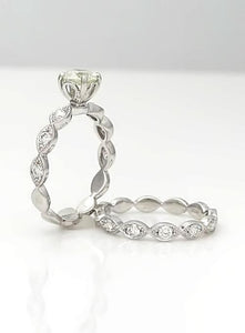 1.27ctw Round Diamond Engagement Bridal Set In 18k White Gold