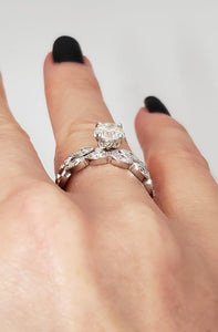 1.27ctw Round Diamond Engagement Bridal Set In 18k White Gold