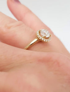 1.00ct Round Diamond Halo Engagement Ring In 14k Yellow Gold