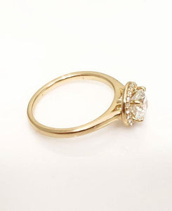 1.00ct Round Diamond Halo Engagement Ring In 14k Yellow Gold