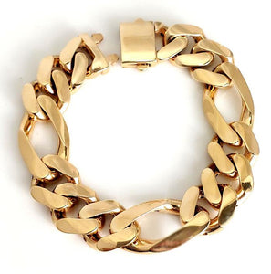 14k Yellow Gold 14mm Hollow Figaro Bracelet 7 1/4"