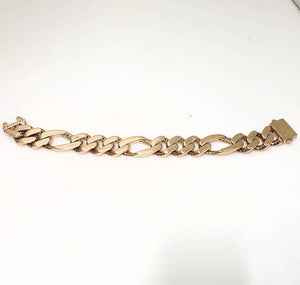 14k Yellow Gold 14mm Hollow Figaro Bracelet 7 1/4"