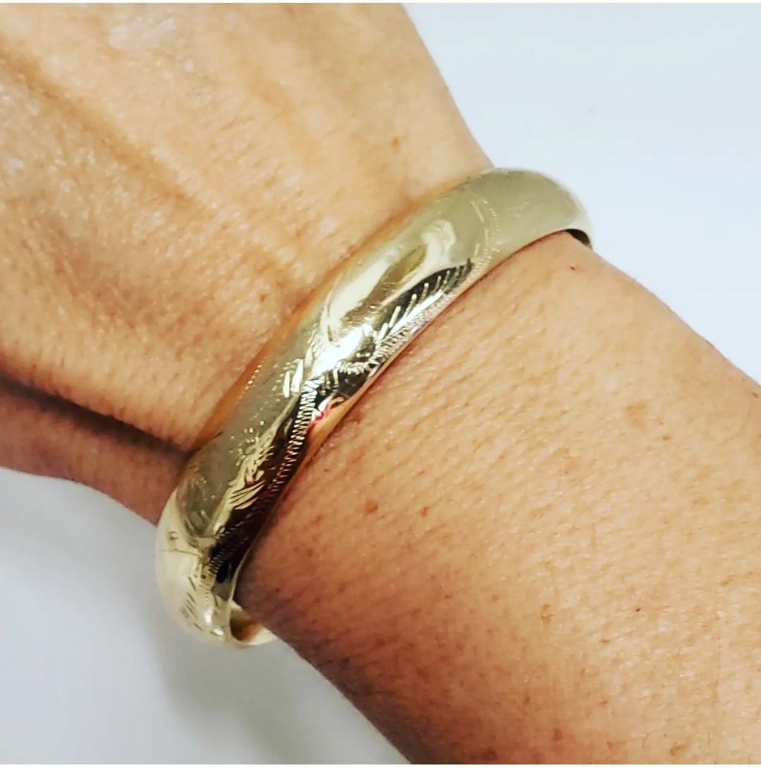 14k Yellow Gold High Polished Shiny Hinged Bangle Bracelet 5.7 Gram | eBay