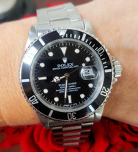 Load image into Gallery viewer, 40mm Rolex Submariner Stainless Oyster 16610 Automatic Black on Black Watch
