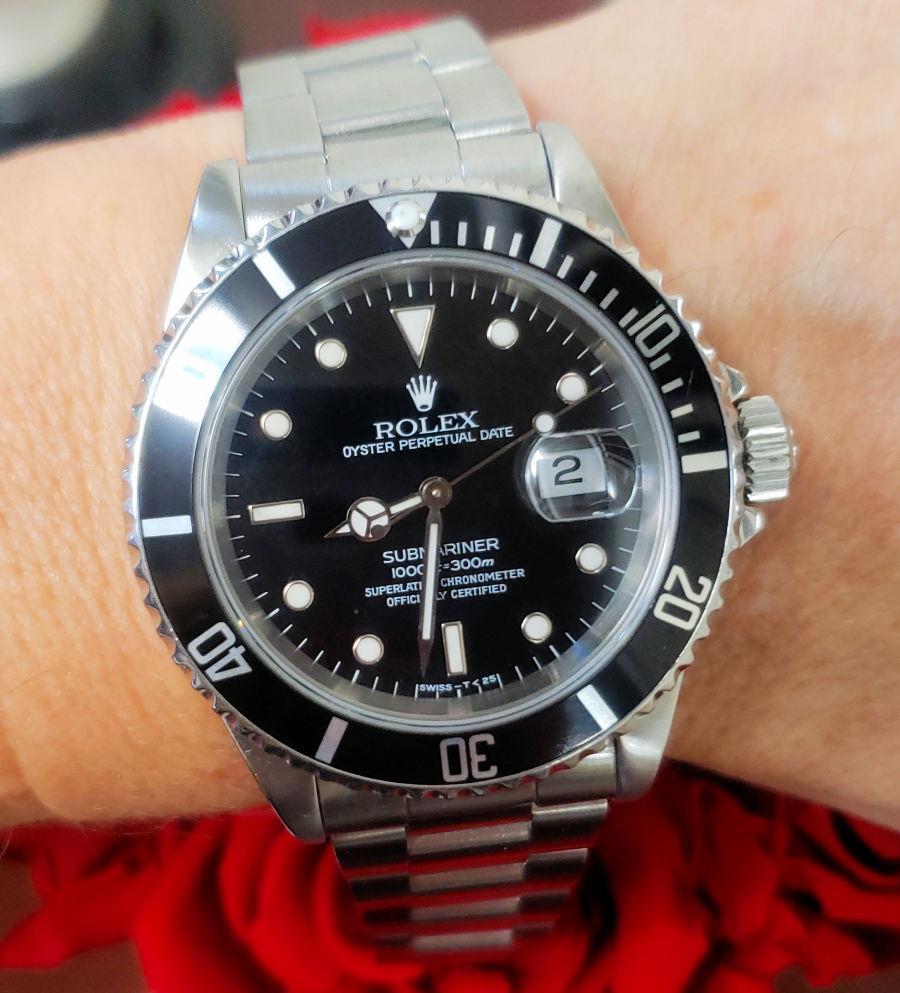 40mm Rolex Submariner Stainless Oyster 16610 Automatic Black on Black Watch