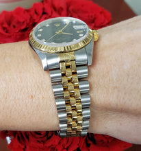 Load image into Gallery viewer, 31m Rolex Datejust Two Tone 18k Stainless Steel Jubilee Diamond Black Dial 68273
