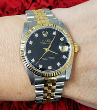 Load image into Gallery viewer, 31m Rolex Datejust Two Tone 18k Stainless Steel Jubilee Diamond Black Dial 68273
