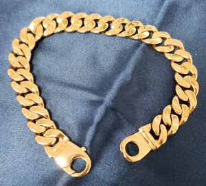 Mens 14k Yellow Gold 10mm Cuban Link Bracelet 53.5g 8 1/2"