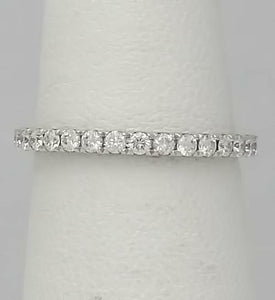 750 18k WHITE GOLD 3/4ct ROUND DIAMOND ETERNITY WEDDING BAND RING 6.5