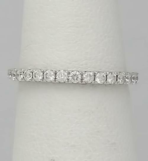 750 18k WHITE GOLD 3/4ct ROUND DIAMOND ETERNITY WEDDING BAND RING 6.5