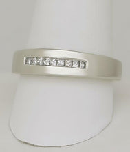 Load image into Gallery viewer, 14k WHITE GOLD HIGH POLISH CHANNEL SET 1/4ct SQUARE DIAMOND WEDDING BAND

